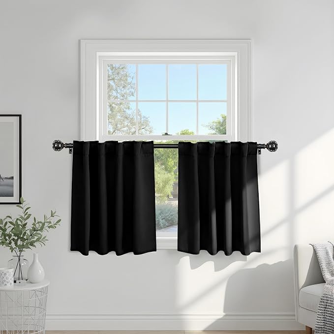 PONY DANCE Black Short Curtains by PONYDANCE