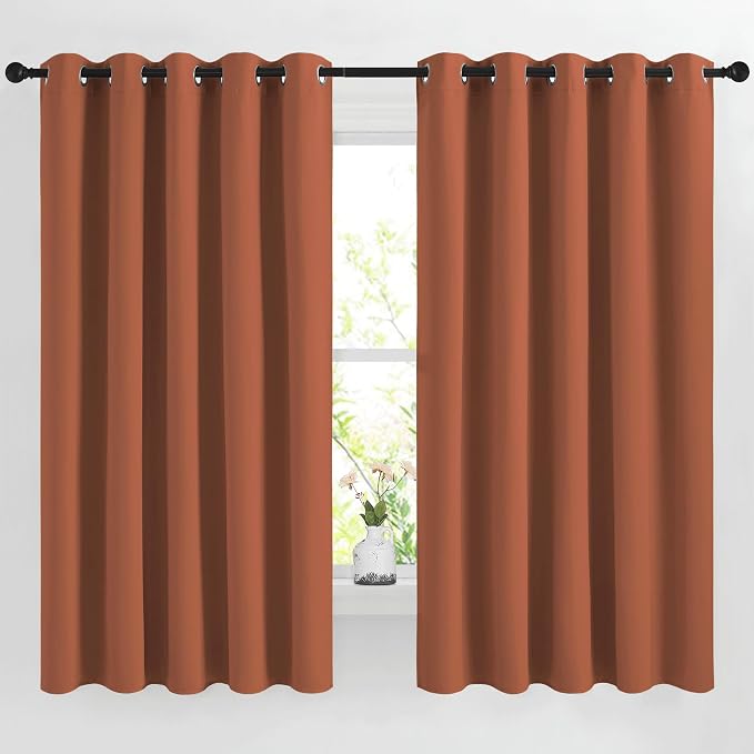 NICETOWN Burnt Orange Window Treatments 66 inch Length 2 Panels Set, Grommet by NICETOWN