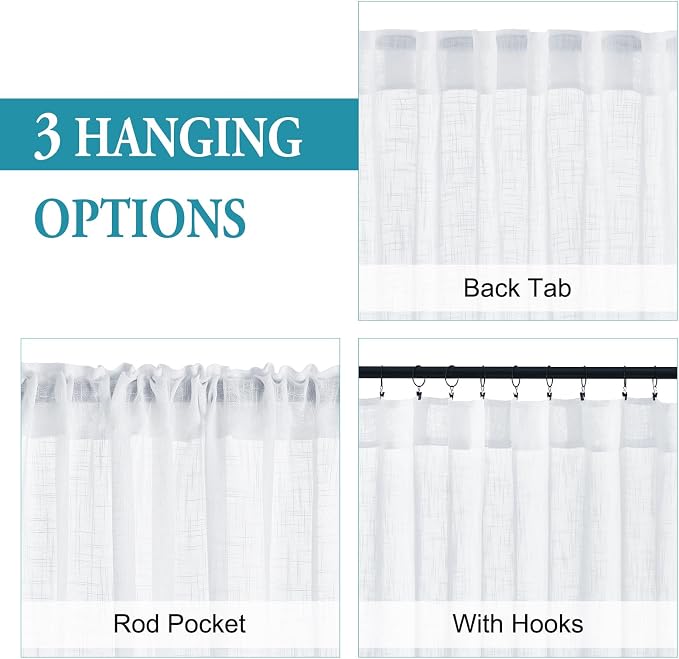 RYB HOME White Curtains Sheer - Image 4