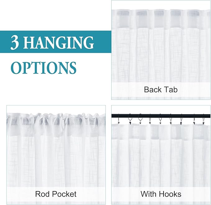 RYB HOME White Curtains Sheer - Image 4