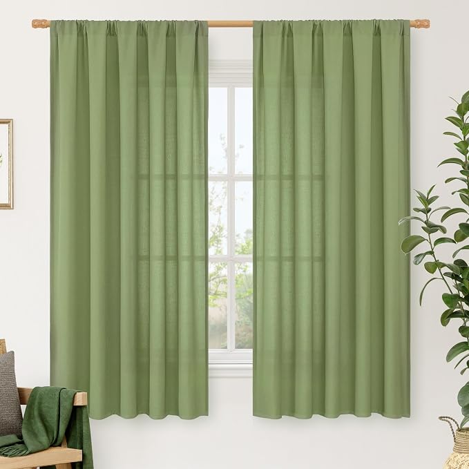 LAMIT Faux Linen Curtains 63 inches Long by LAMIT