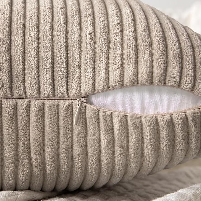 MIULEE Light Brown Decorative Throw Pillow Covers 20x20 Inch - Image 3