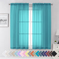 Aiyufeng Turquoise Sheer Curtains 63 Inch Length 2 Panels Set, Light Filtering by Aiyufeng