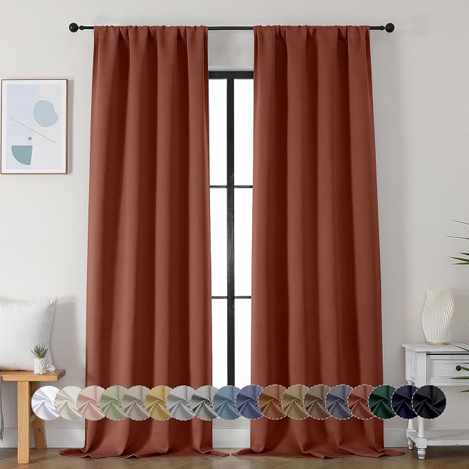 Simplebrand Ava Terracotta Blackout Curtains by Simplebrand
