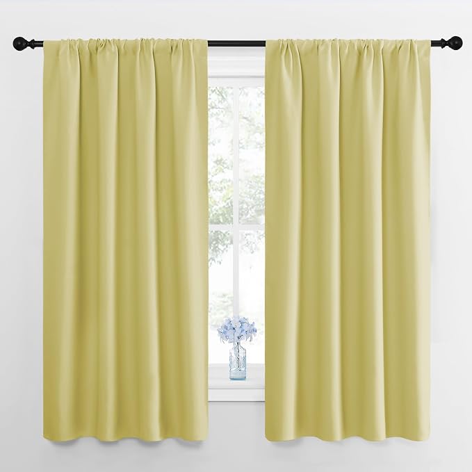 NICETOWN Paler Yellow Blackout Curtains 63 inches Long by NICETOWN