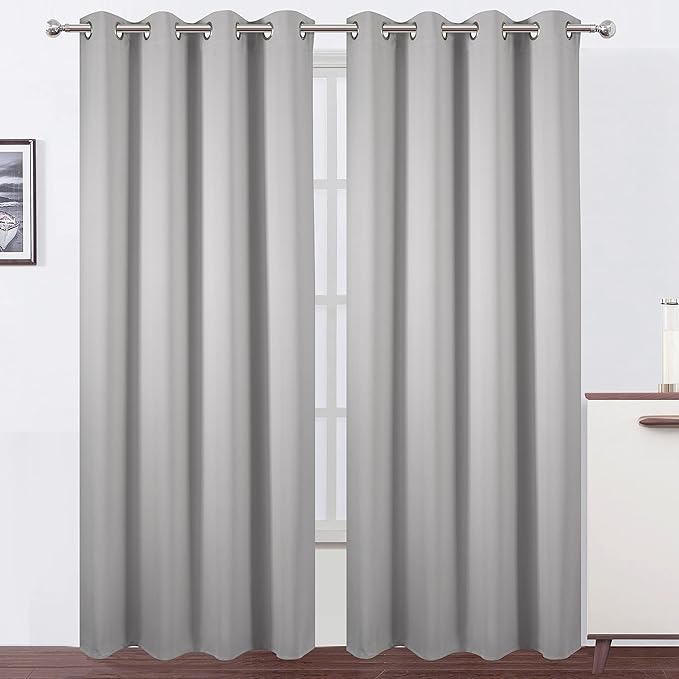 LEMOMO Blackout Curtains 52 x 84 inch/Light Grey Curtains Set of 2 by Lemomo