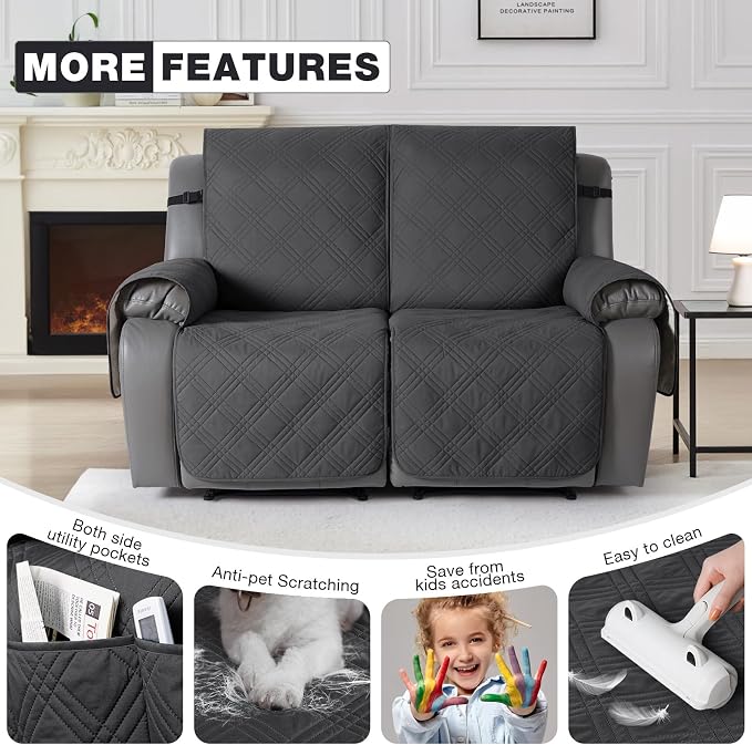 TAOCOCO 100% Waterproof Loveseat Recliner Cover, Non Slip Split Recliner Couch - Image 6