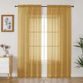Gwine Gold Sheer Curtains 90 Inches Long 2 Panels Set, Light Filtering Solid by Gwine