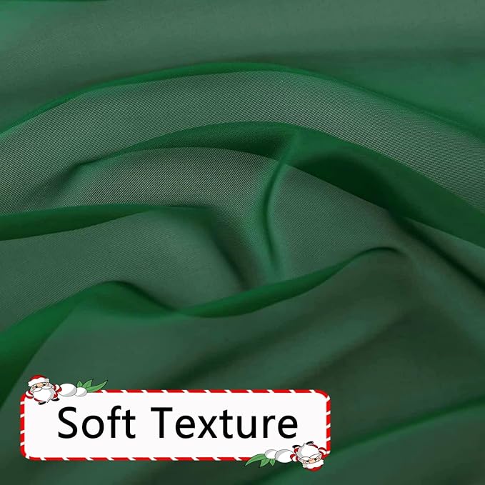 SpaceDresser Foliage Green Sheer Curtains 4 Panels Rod Pocket Semi-Sheer - Image 7