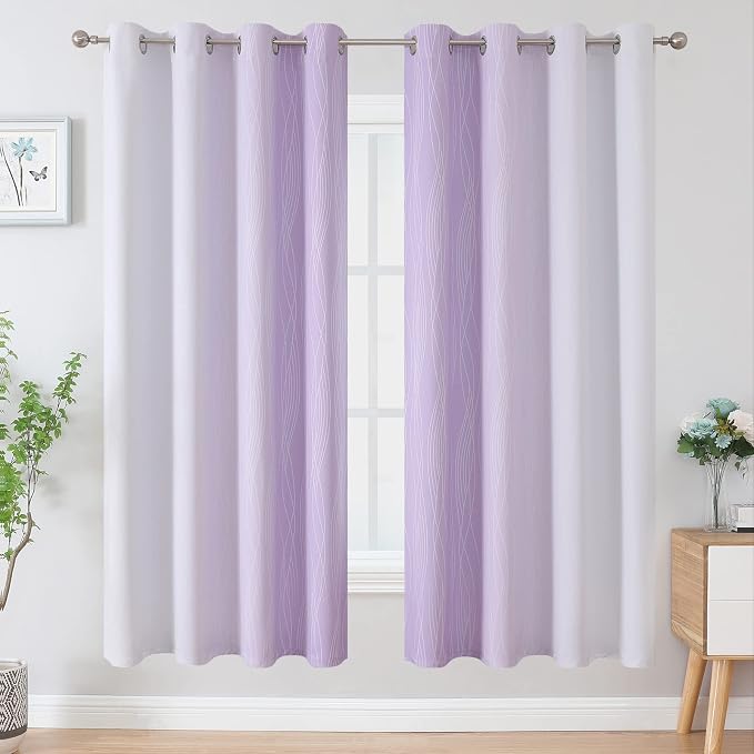 Estelar Textiler Lilac and Greyish White Gradient Blackout Curtains - Image 2
