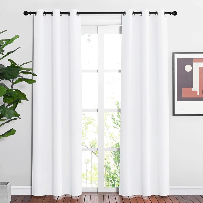 NICETOWN White Curtains 84 inch Length 2 Panels Set by NICETOWN