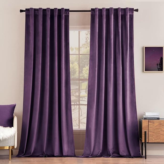 MIULEE Purple Velvet Curtains 96 inches by MIULEE