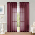 OWENIE Sheer Curtains 84 Inches Long 2 Panels Set, Burgundy Sheer Curtain by OWENIE