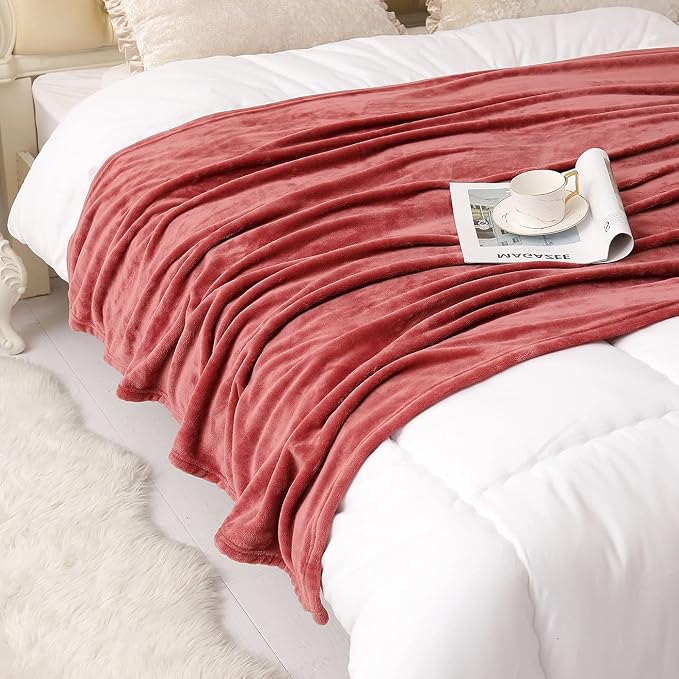 KMUSET Fleece Blanket Twin Size Coral Lightweight Super Soft Cozy Luxury Bed - Image 4