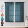 OVZME Dusty Blue Sheer Curtains 63 inch Length 2 Panels Set by OVZME