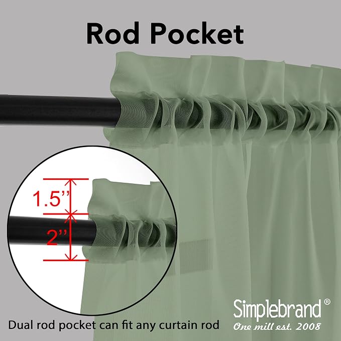 Simplebrand Sheer Curtains 72 Inches Long 2 Panels - Image 8