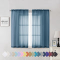 Lecloud Dusty Blue Sheer Curtains 54 Inch Length 2 Panels, Light Filtering by Lecloud