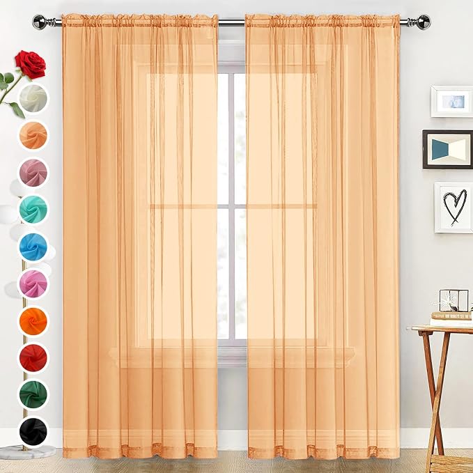 SpaceDresser Sheer Voile Window Treatment Rod Pocket Curtain Panels by SpaceDresser