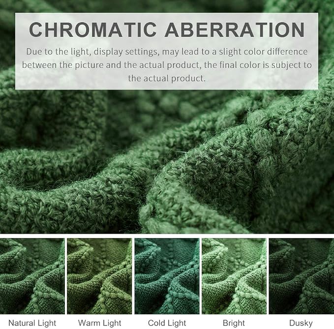 BOURINA Green Throw Blanket 60x80 Inches Throw Textured Solid Soft Sofa Throw - Image 7
