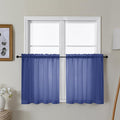 Gwine Royal Blue Sheer Curtain Tiers 24 Inch Length, Light Filtering Voile by Gwine