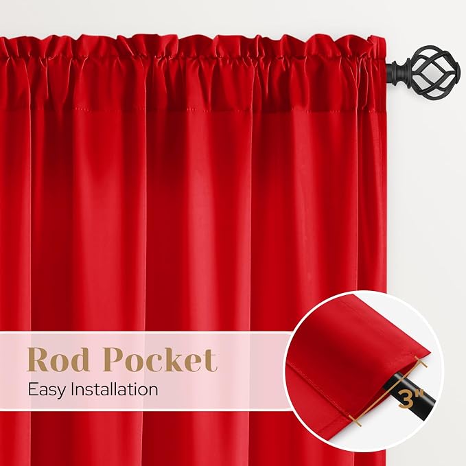 HOMEIDEAS Christmas Non-See-Through Red Privacy Sheer Kitchen Curtains - Image 6