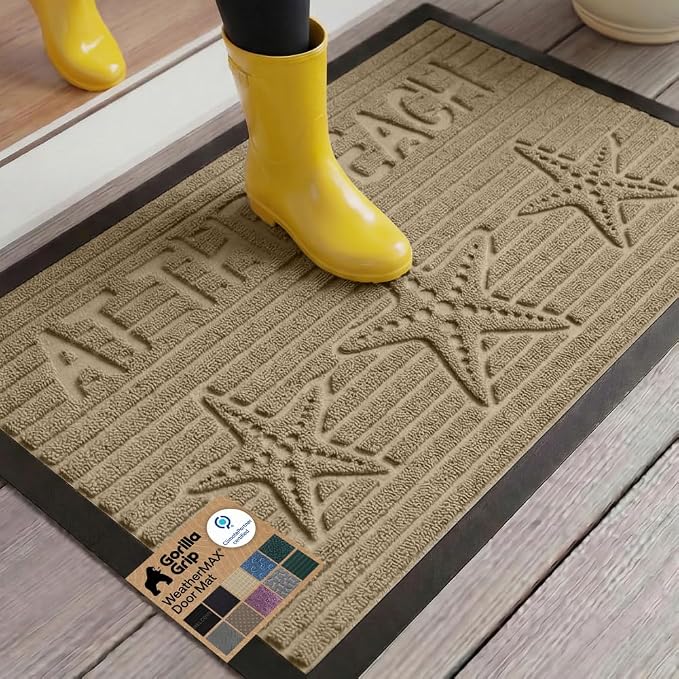 GORILLA GRIP 100% Waterproof All-Season WeatherMAX Doormat 35x23, US Designed by GorillaGrip