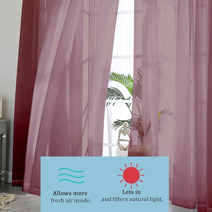 OWENIE Sheer Curtains 96 Inch Long, Elegant Sheer Curtains - Image 4