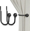 Hion Curtain Holdbacks Black 2pcs, Curtain Tiebacks Wall Mounted Curtain Hooks by Hion