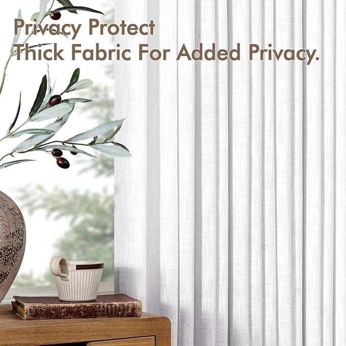 MIULEE Pinch Pleated White Thick Linen Curtains 108 Inches Long 2 Panels - Image 7