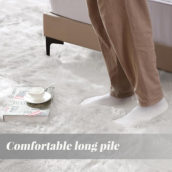 ORINOVA White Fluffy 5x7 Washable Area Rugs - Image 3