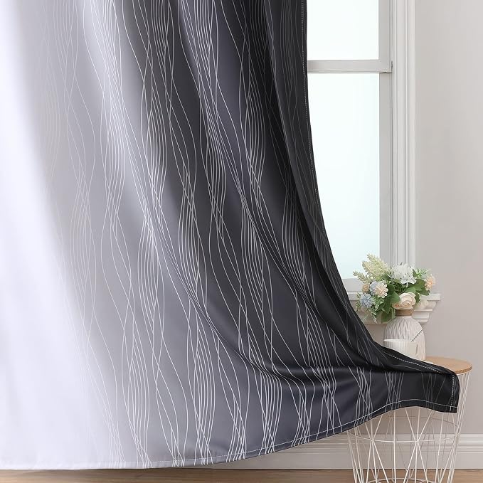 Estelar Textiler Ombre Greyish White and Black Blackout Curtains & Drapes 54 - Image 6