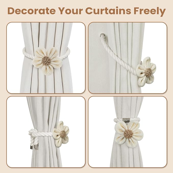 KLOGTSIND Magnetic Curtain Tiebacks, 6 Pack Flower Curtain Holdbacks - Image 6
