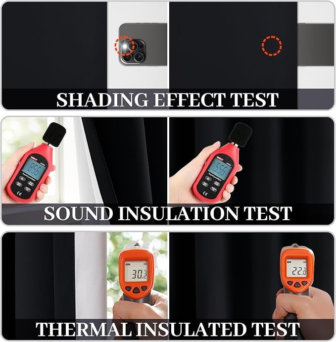 Yakamok Black Room Darkening 100% Blackout Curtains Grommet Extra Wide Window - Image 5