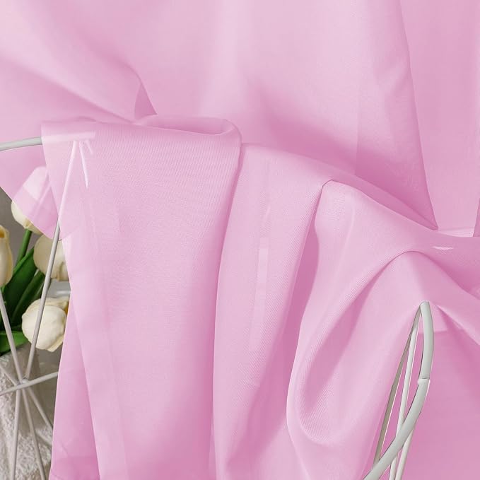 Chyhomenyc Pink Sheer Curtains 108 Inches Long - Image 2