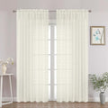 Chyhomenyc Ivory Sheer Curtains 84 Inch Length 2 Panels Set, Light Filtering by Chyhomenyc