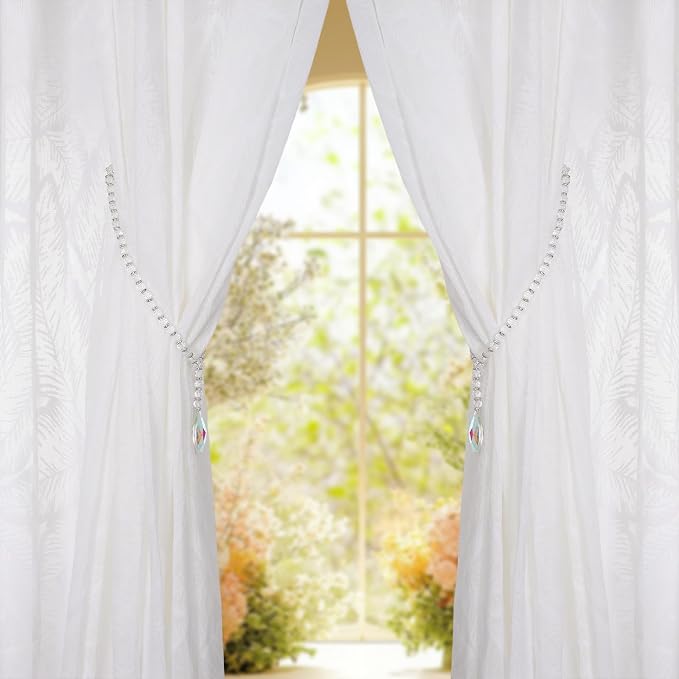 SUQ I OME 2 Pack of Luxury Crystal Beaded Magnetic Curtain Tieback and Holdback - Image 8