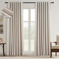 Topfinel Boho Farmhouse Black Out Linen Curtains 84 Inch Length 2 Panels Set by Topfinel