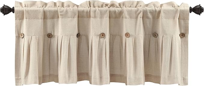 Lush Decor Linen Button Farmhouse Valance, Dark Linen - Image 7