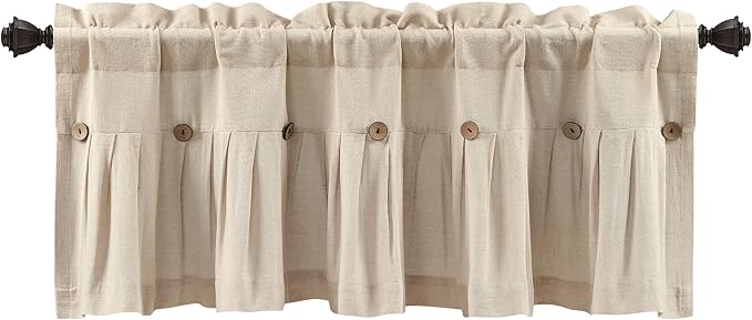 Lush Decor Linen Button Farmhouse Valance Curtians 52"W x 18"L Dark Linen - Image 9