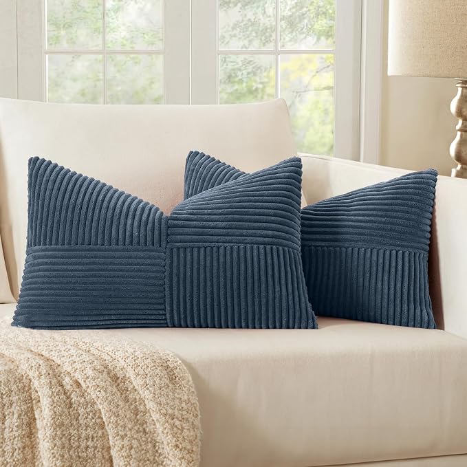 MIULEE Blue Decorative Lumbar Throw Pillow Covers 12x20 Inch by MIULEE