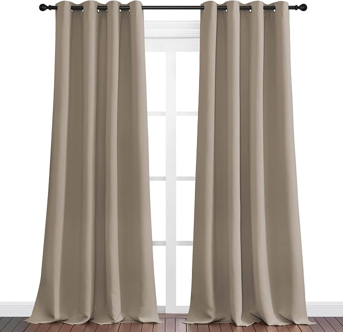 NICETOWN Taupe Blackout Curtains 102" Long, 2 Pieces - Image 2