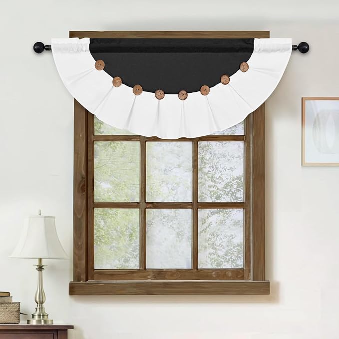 FRAMICS Farmhouse Valance Curtains, Boho Cotton Linen Kitchen Valance, Country - Image 7