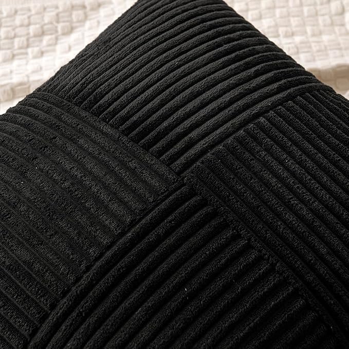 MIULEE Black Decorative Euro Sham Pillow Covers 24x24 Inch - Image 2