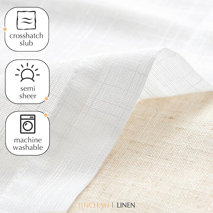 jinchan Sheer Valance Curtain Linen Textured Valance - Image 8