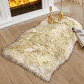 Ciicool Faux Sheepskin Rugs Soft Faux Fur Rug White Gradient Dark Green Fluffy by CIICOOLHomeDeco