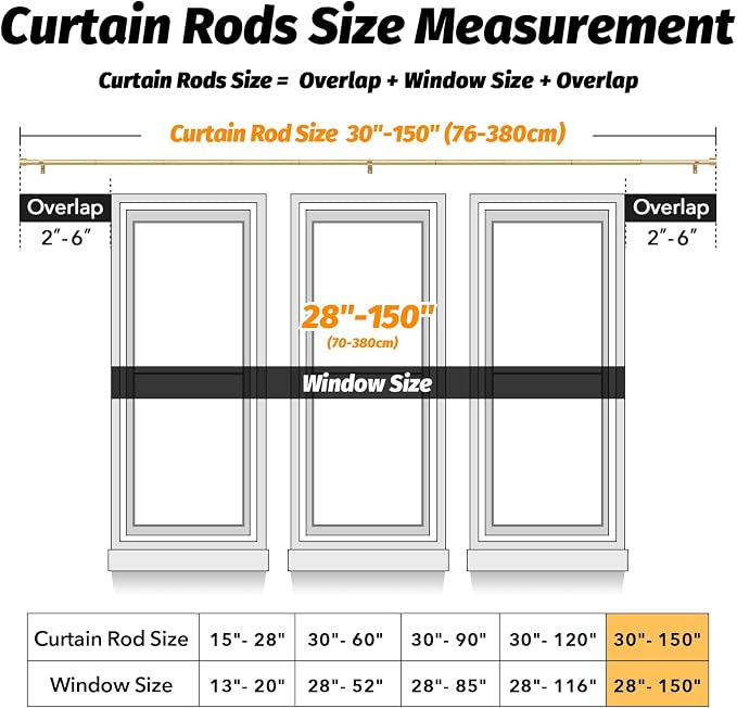 GEEBOBO 2 Pack Gold Curtain Rods - Image 5