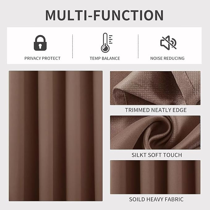 Joydeco Brown Custom Solid Single Blackout Curtain - Image 4