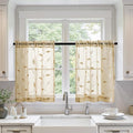 MIULEE Beige Sheer Kitchen Curtains 30x36 Inches Length 2 Panels Embroidered by MIULEE