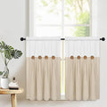 Boho Kitchen Curtains 36 Inch Length, Farmhouse Cotton Linen Tier Curtains by FRAMICS