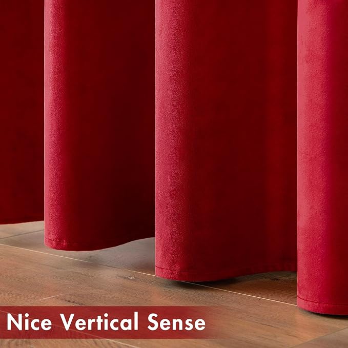 MIULEE Christmas Red Velvet Curtains Elegant Grommet Curtains Thermal Insulated - Image 6